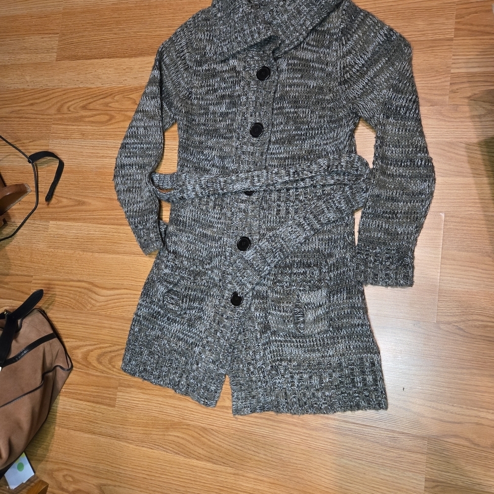 Papaya Gray Knit Women's Cardigan Cowl Neck. 16 Ptp NwOT - Picture 6 of 8